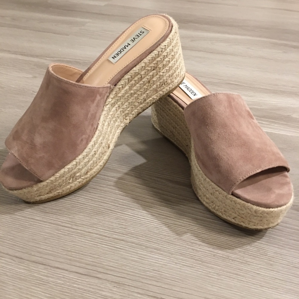 Steve Madden Nude Suede Platform Espadrille 8